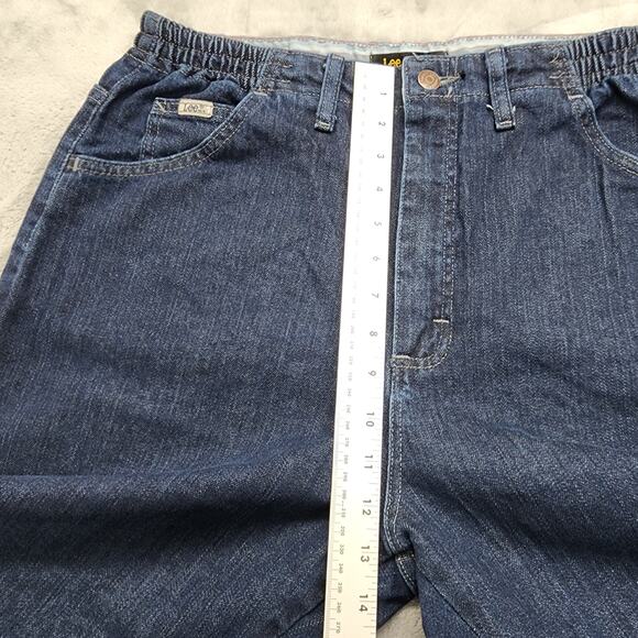 Lee Jeans Womens 12 SHORT Blue Relaxed Fit Side Elastic Mid Rise Stretch Denim - Picture 10 of 13